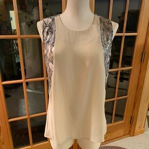 Snakeskin sequin and cream tank blouse sz med.